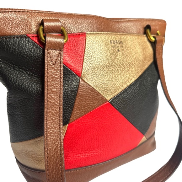 Fossil Multicolor Patchwork Leather Shoulder Bag Purse - Picture 3 of 11
